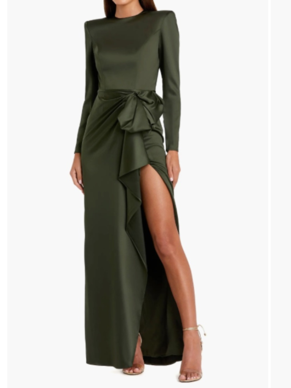 Mac Duggal Long Sleeve Structured Bow Draped Column Gown